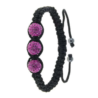 Pulsera de hilo 3 ésferas rosa oscuro - Imagen 3