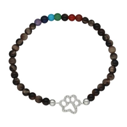 Pulsera Elástica Patita Circones Cristales Ojo de Tigre 7 Chakras