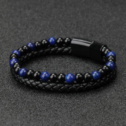 Pulsera de cuero ojo de tigre azul