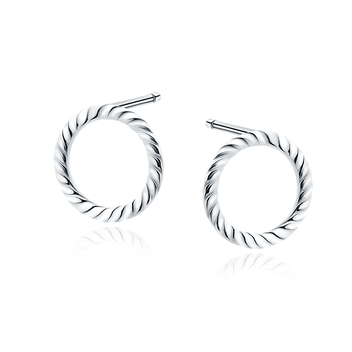 Aros de plata círculo trenzado - Imagen 2