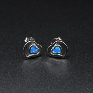 Aros de plata corazón ópalo