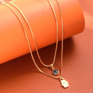 Collar doble ojo turco mano fátima